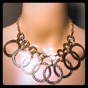 Paparazzi Gold Alloy Circle Hammered Necklace & Earring Set